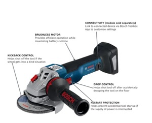 BOSCH GWS18V-45PCN 4-1/2" ANGLE GRINDER