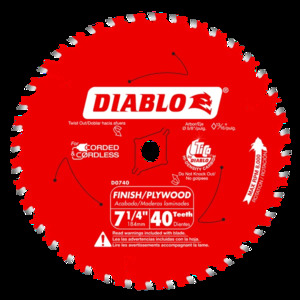 DIABLO D0740A 7-1/4"X40T FINISH BLADE