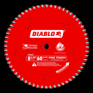 DIABLO D0860X 8-1/4"X 60T FINE FINISH BLADE FOR WOOD