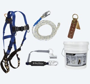 FALLTECH 8595A ROOFING KIT (HARNESS, ANCHOR, LIFELINE, LANYARD)