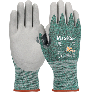 PIP 18-570(SM) MAXICUT SEAMLESS KNIT GREEN/GRAY MICROFOAM GRIP PALM &amp; FINGERTIPS