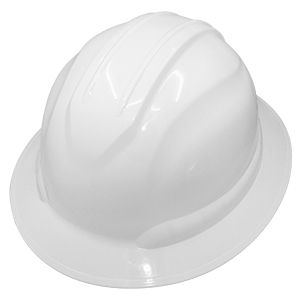 BULLHEAD SAFETY HARD HAT - FULL BRIM - WHITE - UNVENTED