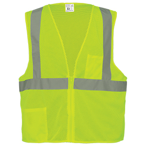 GLOBAL SAFETY VEST GLO-001-S HI-VIS Y/G, SILVER REFLECTIVE