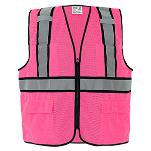 GLOBAL SAFETY VEST GLO-0066-S HI/VIS PINK, SILVER REFLECTIVE, BLACK TRIM