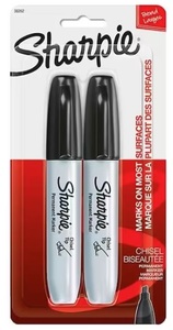 SHARPIE 38262PP CHISEL TIP - BLACK 2PK