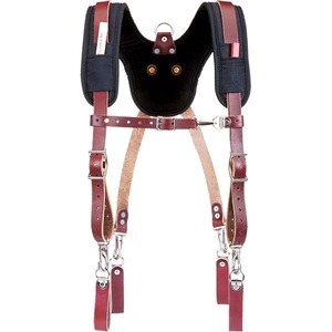 OCCIDENTAL 5055 BLACK NYLON/RED LEATHER STRONGHOLD SUSPENDERS
