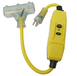 SOUTHWIRE 26020008-6 12/3 YELLOW 2FT INLINE GFCI CORD W/ TRI-SOURCE END